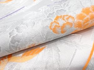 絽綴れ　幾何学模様織り出し　名古屋帯